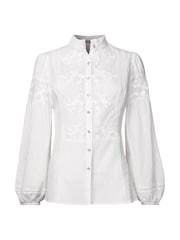 Joe Browns White Frilly Neck Broderie Embroidered Long Sleeve Blouse - Image 5 of 5