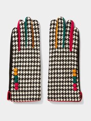 Joe Browns Black Retro Dogtooth Check Microsuede Gloves - Image 1 of 1