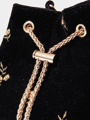 Joe Browns Black Rose Embroidered Velvet Bucket Bag - Image 3 of 4