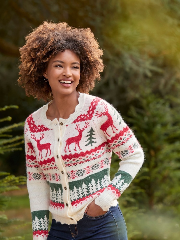 Joe Browns Scalloped Fair Isle Pattern Pleteni dolg rokav; z dolgimi rokavi pletena jopa - Slika 1 iz 7 Joe Browns Scalloped Fair Isle Pattern Pleteni dolg rokav; z dolgimi rokavi pletena jopa - Slika 1 iz 7