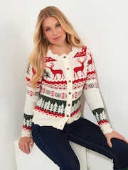 Joe Browns Scalloped Fair Isle Pattern Pleteni dolg rokav; z dolgimi rokavi pletena jopa - Slika 3 iz 7