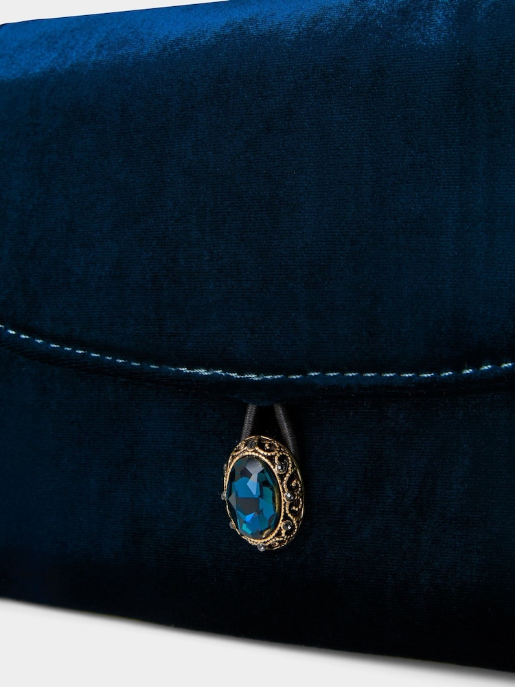 Joe Browns Blue Velvet Jewel Clasp Bag - Image 3 of 3 Joe Browns Blue Velvet Jewel Clasp Bag - Image 3 of 3
