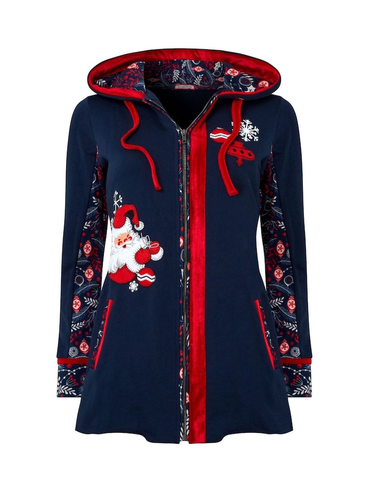 Joe Browns – Weihnachts-Hoodie mit Weihnachtsmann-Applikation und festlichen Motiven, langen Ärmeln und durchgehendem Reißverschluss, 100 % Baumwolle - Bild 5 von 5 Joe Browns – Weihnachts-Hoodie mit Weihnachtsmann-Applikation und festlichen Motiven, langen Ärmeln und durchgehendem Reißverschluss, 100 % Baumwolle - Bild 5 von 5