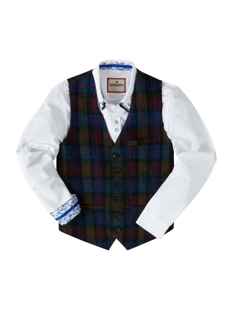 Joe Browns Blue Regular Fit Seasonal Tartan Check Suit Waistcoat - Image 5 of 5 Joe Browns Blue Regular Fit Seasonal Tartan Check Suit Waistcoat - Image 5 of 5