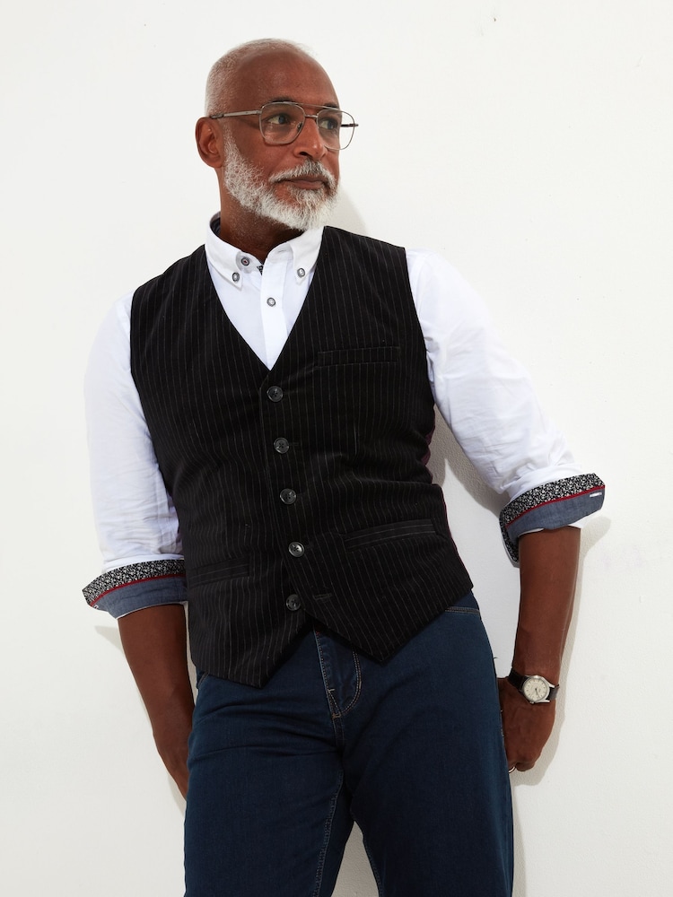 Joe Browns Black Velvet Pinstripe Suit Waistcoat - Image 1 of 6