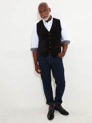 Joe Browns Black Velvet Pinstripe Suit Waistcoat - Image 2 of 6