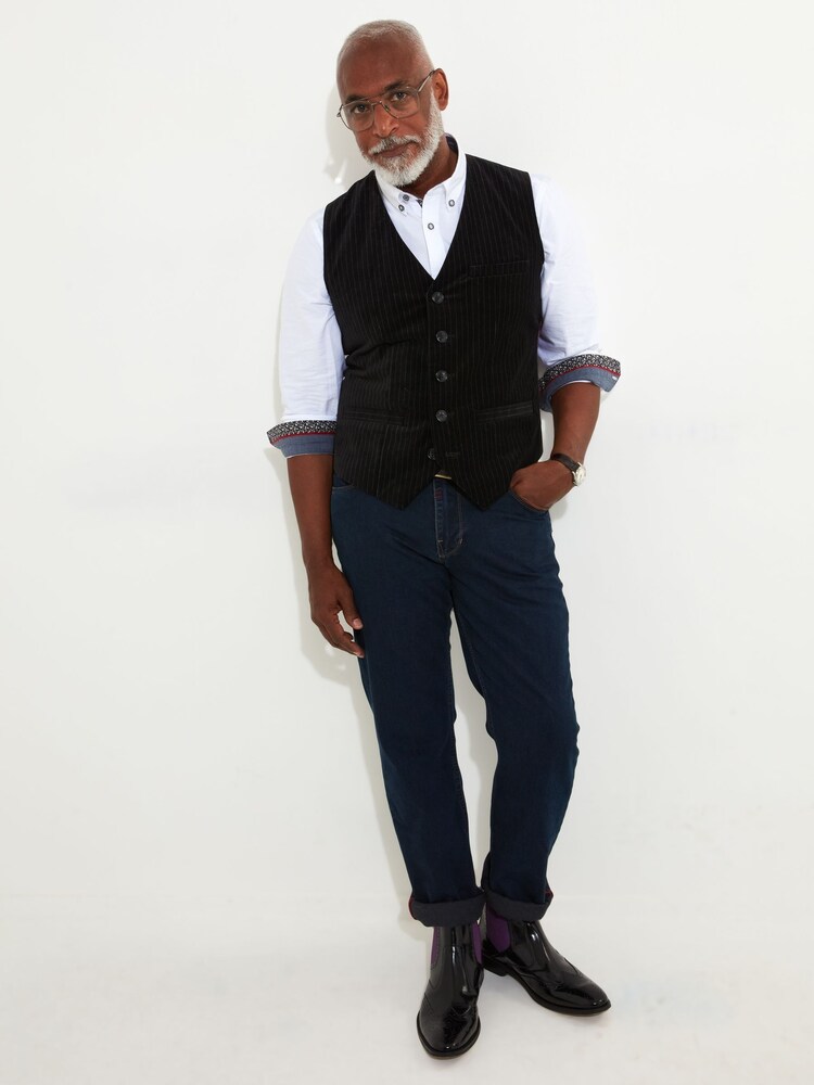 Joe Browns Black Velvet Pinstripe Suit Waistcoat - Image 2 of 6