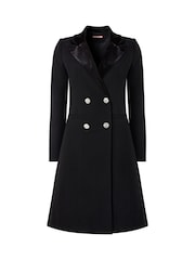 Joe Browns Black Chrome Velvet Trim Long Sleeve Tuxedo Mini Dress - Image 8 of 8