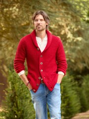 Joe Browns Red Shawl Neck Cardigan with Pockets - Image 1 of 6
