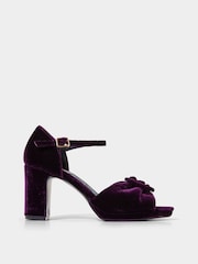 Joe Browns Purple Velvet Peep Toe Shoes with Ankle Strap - Image 2 of 7
