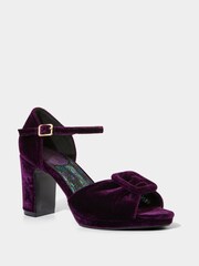 Joe Browns Purple Velvet Peep Toe Shoes with Ankle Strap - Image 3 of 7