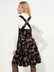 Joe Browns Black Vintage Floral Velvet Knee-Length Dress with Adjustable Straps - Image 4 of 6