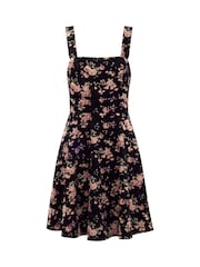 Joe Browns Black Vintage Floral Velvet Knee-Length Dress with Adjustable Straps - Image 6 of 6