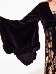Joe Browns Black Ground Petite Floral Velour Jersey Knee-Length  Wrap Dress - Image 6 of 7