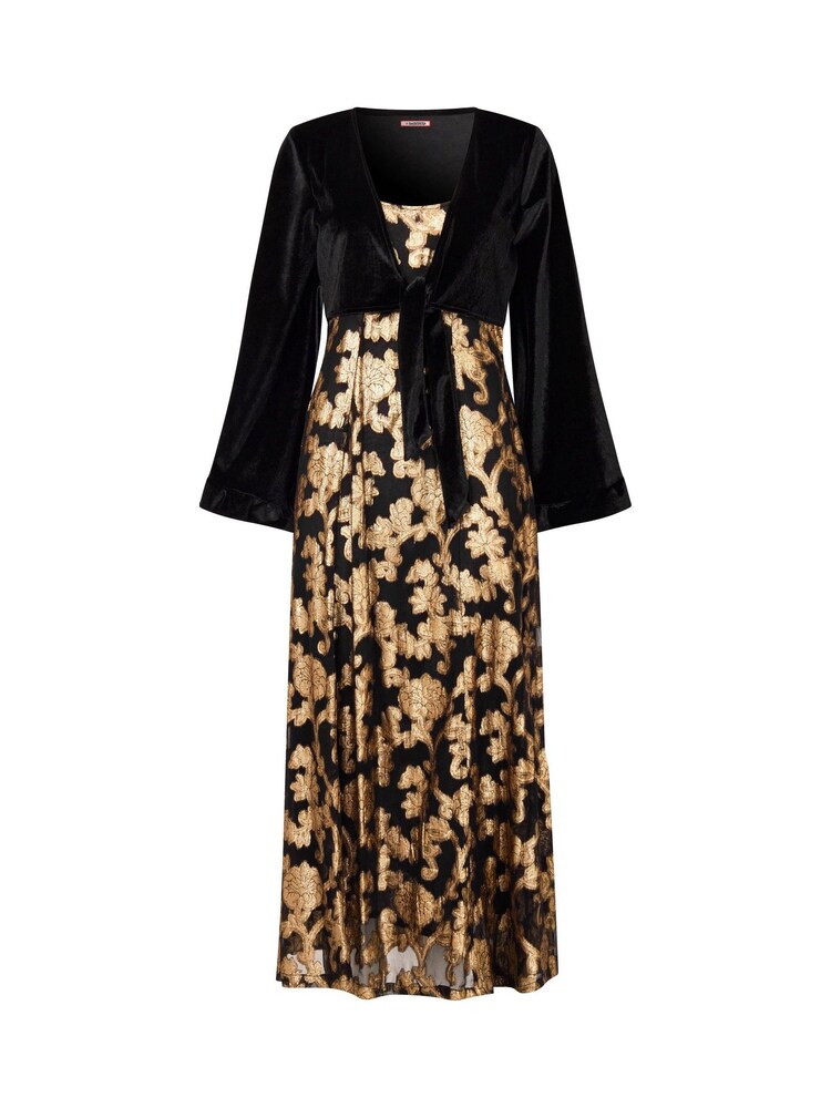 Joe Browns Black Ground Petite Floral Velour Jersey Knee-Length  Wrap Dress - Image 7 of 7