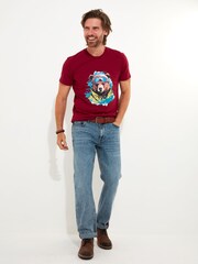 Joe Browns Red Winter Bear Short Sleeve Crew Neck Graphic 100% Cotton T-Shirt - Image 2 of 5