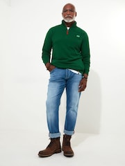 Joe Browns Green Winter Funnel Quarter Zip Neck 100% Cotton Sweatshirt with Chest Pocket - Image 3 of 5