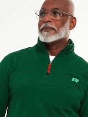 Joe Browns Green Winter Funnel Quarter Zip Neck 100% Cotton Sweatshirt with Chest Pocket - Image 4 of 5