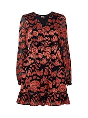Joe Browns Orange Burnt Floral V-Neck Long Sleeve Tunic Dress with Elasticated Waist - Image 5 of 5