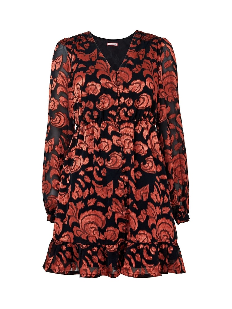 Joe Browns Orange Burnt Floral V-Neck Long Sleeve Tunic Dress with Elasticated Waist - Image 5 of 5
