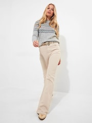 Joe Browns Grey Supersoft Fairisle Pattern Crew Neck Jumper with Ribbed Detail - Image 4 of 6