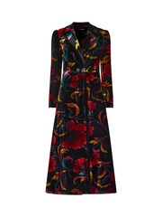 Joe Browns Black Boutique Floral Print Statement Longline Velour Coat - Image 7 of 7