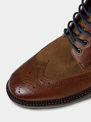 Joe Browns Brown Mixed Suede and Leather Tan Brogue Ankle Boots - Image 2 of 5