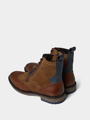 Joe Browns Brown Mixed Suede and Leather Tan Brogue Ankle Boots - Image 4 of 5