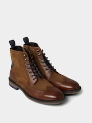 Joe Browns Brown Mixed Suede and Leather Tan Brogue Ankle Boots - Image 5 of 5