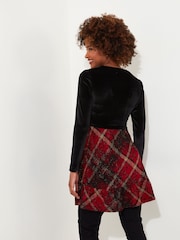 Joe Browns Red Classic Check V-Neck Tunic Dress with Velour Bolero - Image 4 of 5