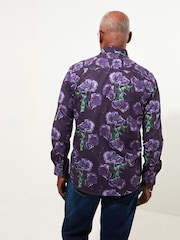 Joe Browns Purple Oversized Sketchy Florals Long Sleeve 100% Cotton Shirt - Image 4 of 5