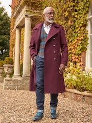 Joe Browns Red Contrast Trim Double-Breasted Longline Military Coat with Epaulettes - Image 2 of 7