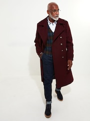 Joe Browns Red Contrast Trim Double-Breasted Longline Military Coat with Epaulettes - Image 5 of 7