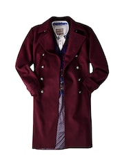 Joe Browns Red Contrast Trim Double-Breasted Longline Military Coat with Epaulettes - Image 7 of 7