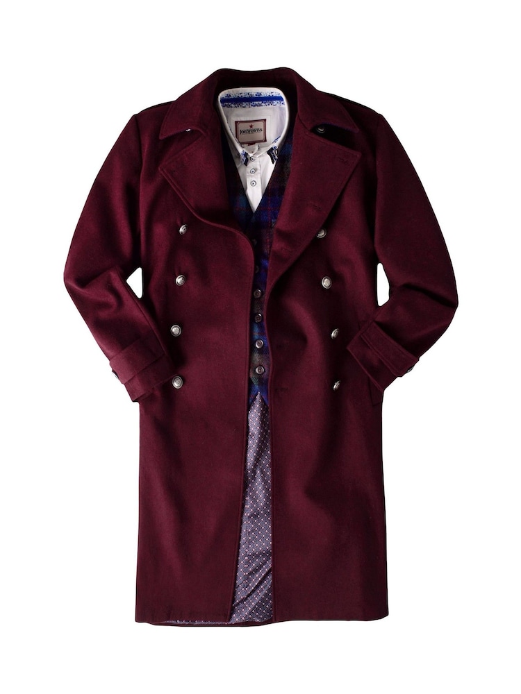 Joe Browns Red Contrast Trim Double-Breasted Longline Military Coat with Epaulettes - Image 7 of 7