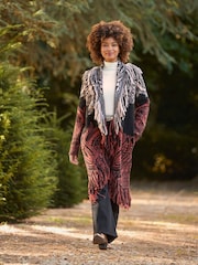 Joe Browns Black Tasselled Longline Oversized Ombre Coatigan - Image 1 of 7