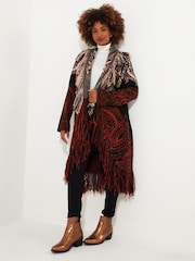Joe Browns Black Tasselled Longline Oversized Ombre Coatigan - Image 4 of 7