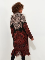 Joe Browns Black Tasselled Longline Oversized Ombre Coatigan - Image 5 of 7