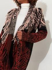 Joe Browns Black Tasselled Longline Oversized Ombre Coatigan - Image 6 of 7