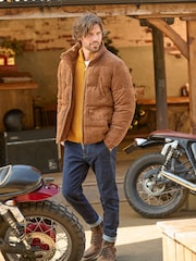 Joe Browns Brown Cord Quilted Funnel Neck Puffer Coat - Image 1 of 7