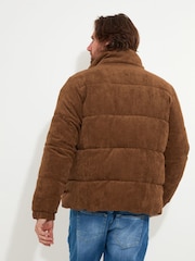 Joe Browns Brown Cord Quilted Funnel Neck Puffer Coat - Image 5 of 7