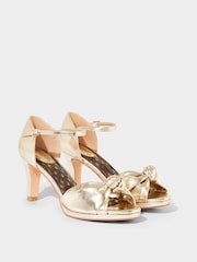 Joe Browns Gold PU Metallic Gold Knot Front Peep Toe Heels - Image 4 of 7