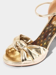 Joe Browns Gold PU Metallic Gold Knot Front Peep Toe Heels - Image 5 of 7