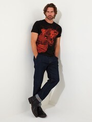 Joe Browns Black Hand Drawn Geometric Tiger Short Sleeve Crew Neck Graphic 100% Cotton T-Shirt - Image 2 of 5