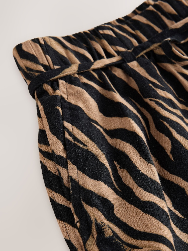 Zebra Print Tie Waist Linen Blend Boy Shorts - Image 7 of 7