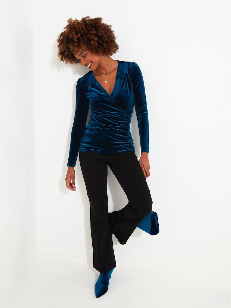 Grün - Joe Browns Velour Mock Wrap Long Sleeve Top - Bild 2 von 5