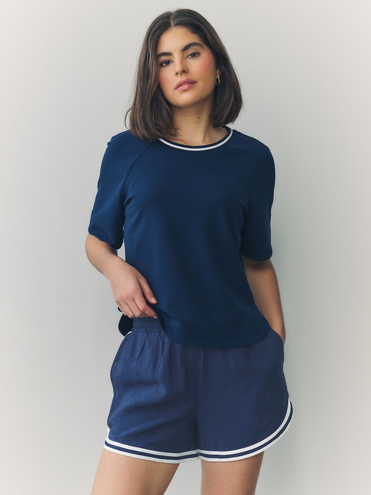 Navy Sports Shorts With Contrast Stripe - Image 2 of 9