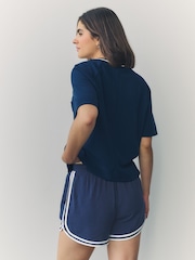 Navy Sports Shorts With Contrast Stripe - Image 5 of 9
