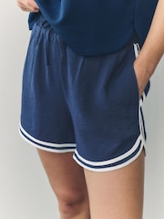 Navy Sports Shorts With Contrast Stripe - Image 6 of 9