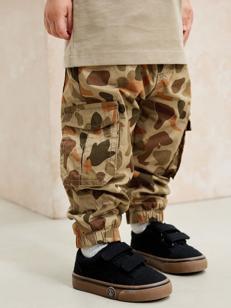 Khaki Camo Dino Print Lined Cargo Trousers (3mths-7yrs) - Image 1 of 10